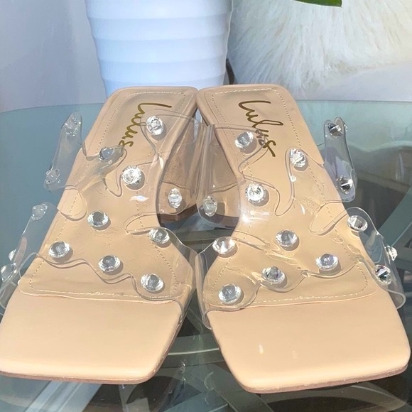 Lulus Joji Nude Transparent Crystal High Heels - Picture 8 of 12